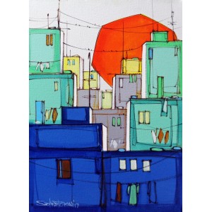Salman Farooqi, 14 x 20 Inchc, Acrylic on Canvas, Cityscape Painting-AC-SF-093